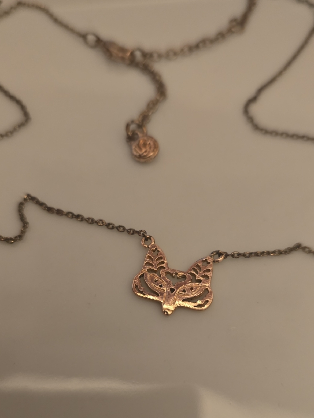 Rose Goldtone Fox Pendant Necklace